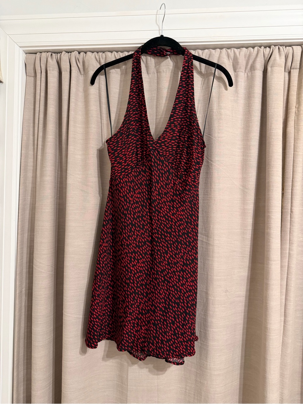 Reformation Red and Black Halter Mini Dress